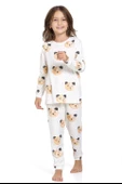 Kız Çocuk Kedi Desenli Uzun Kollu Pijama Takımı - 1