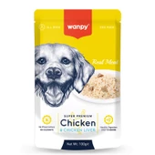 Wanpy 100g Pouch Tavuk&Ciğer Yaş Köpek Maması 12 Adet - 1