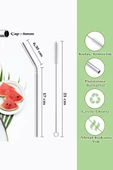 Ayver 4'Lü Paslanmaz Metal Pipet Ve Temizlik Fırçası Tekrar Kullanılabilir Sunum Ürünleri Mutfak Kokteyl - 6