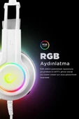 Rampage RM-K91 X-CATTY USB 7.1 RGB Beyaz Kulak Üstü Oyuncu Kulaklığı - 3