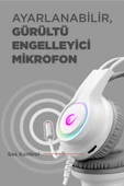 Rampage RM-K91 X-CATTY USB 7.1 RGB Beyaz Kulak Üstü Oyuncu Kulaklığı - 2