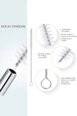 Ayver 4'Lü Paslanmaz Metal Pipet Ve Temizlik Fırçası Tekrar Kullanılabilir Sunum Ürünleri Mutfak Kokteyl - 3
