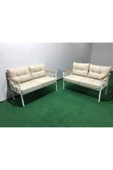2+2 safir Balkon-bahçe-kafe-çay Seti-koltuk Takımı-oturma Grubu-ofis Koltuğu 2+2 beyaz profil demir - 1