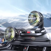 Araç İçi Vantilatör 360° Dönebilen Torpido Üstü Çift Başlıklı Vantilatör 12v Uyumlu Çakmaklık Girişli Soğutucu Fan - 7