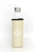 Nishev.com Evini Sev Kılıflı Cam Matara Suluk 500 Ml - Sarı - 1