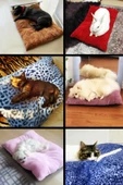 Peluş Kedi Köpek Yatağı Yer Minderi - Karışık Renk - 3