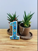 DeepCraft Büyük Boy Lale Desenli Seramik Kapı Numarası, Kişiselleştirilmiş Dekoratif Kapı Numara No.1 - 3