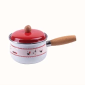Horozlu Emaye Sos Tavası 14 CM Kırmızı Kapaklı ve Silikon Spatula Seti - 2