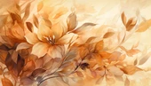 Turuncu Çiçek Çizim Desenli Duvar Kağıdı - 7