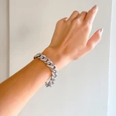 BZ 316L Çelik zirkon Taşlı Figaro Bileklik BLK-950 - 2