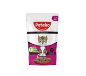 PETEKO 24 ADET JÖLELİ PARÇA ETLİ YETİŞKİN KEDİ YAŞ MAMASI BİFTEKLİ 85 GRAM - 1