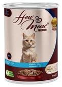 HOW MEOW 12 ADET JÖLELİ PARÇA ETLİ YETİŞKİN KEDİ YAŞ MAMASI BALIKLI - 1