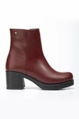 5109-3022 Bordo Fermuarlı Kalın Topuklu Günlük Kadın Bot thumbnail 4