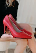 Jilya Kırmızı Cilt Stiletto Ayakkabı thumbnail 1