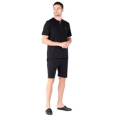 D'S Damat Şort Tişört Pijama Takımı Siyah - 2