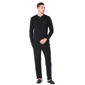 D'S Damat Pijama Takımı Yarım Patlı Uzunkol Siyah - 2