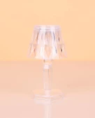 Küçük Boy Kristal Elmas Led Masa Lambası Pilli Projeksiyon Mini Şeffaf Abajur 12 Cm - 3