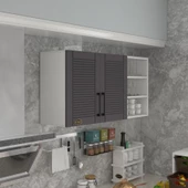 Kenzlife hazır mutfak dolabı maydanoz90 gri mod2 90*120*32 mebran kapak suntalam gövde - 1