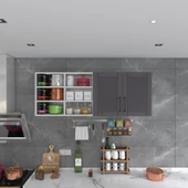 Kenzlife hazır mutfak dolabı patlıcan90 gri mod2 90*160*32 mebran kapak suntalam gövde thumbnail 2