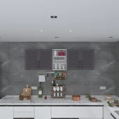 Kenzlife hazır mutfak dolabı fasulye90 gri mod2 90*200*32 mebran kapak suntalam gövde thumbnail 2