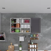 Kenzlife hazır mutfak dolabı nane90 gri mod2 90*120*32 mebran kapak suntalam gövde - 2