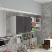 Kenzlife hazır mutfak dolabı zencefil60 gri mod2 60*160*32 mebran kapak suntalam gövde thumbnail 1