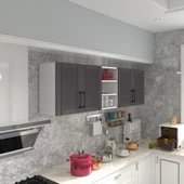 Kenzlife hazır mutfak dolabı fasulye60 gri mod2 60*200*32 mebran kapak suntalam gövde thumbnail 1