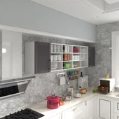 Kenzlife hazır mutfak dolabı kavun90 gri mod2 90*240*32 mebran kapak suntalam gövde - 1