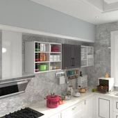 Kenzlife hazır mutfak dolabı mercimek60 gri mod2 60*240*32 mebran kapak suntalam gövde thumbnail 1