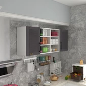 Kenzlife hazır mutfak dolabı biber60 gri mod2 60*160*32 mebran kapak suntalam gövde thumbnail 1