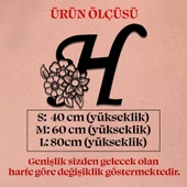 Veraart Işıklı Kişiye Özel Çiçekli Harf Dekoratif Tablo Balkon Duvar Dekorlu Gece Lambası - 6