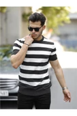 Erkek Polo Yaka Çizgili Triko T-Shirt - 12