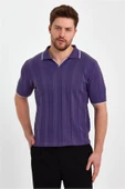 Erkek Polo Yaka Çizgili Triko T-Shirt - 5
