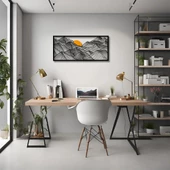 Sanatsal Metal Tablo Güneşli Dağ (Sunny Mountain) Metal Duvar Tablosu Doğal thumbnail 3