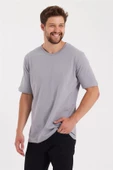 Erkek V Yaka Slim Fit T-Shirt - 4