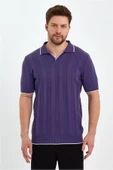 Erkek Polo Yaka Çizgili Triko T-Shirt - 11