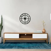 Metal Duvar Saati Türkçe Rakamlı Sessiz Siyah Dekoratif Saat thumbnail 4