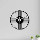 Metal Duvar Saati Minimal Çizgiler Siyah Metal Duvar Saati Dekoratif Saat thumbnail 1