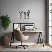 Sanatsal Metal Tablo 3 Çiçek (3 Flower) Metal Duvar Tablosu Doğal thumbnail 3