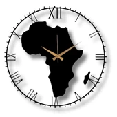 Metal Duvar Saati Afrika Kıta Harita Dekoratif Saat - 5
