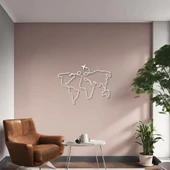 Metal Duvar Dekorasyonu Dünya Haritası Uçaklı (World Map with Plane) Metal Duvar Tablosu Harita - 3