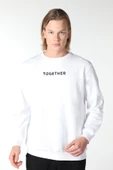 Erkek Baskılı Sweat Beyaz - 4