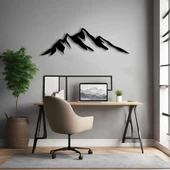 Şık Metal Tablo Dağ Silüeti (Dark Mountain) Metal Duvar Tablosu Doğal thumbnail 2