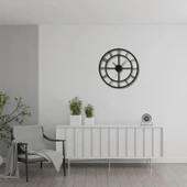 Metal Duvar Saati Türkçe Rakamlı Sessiz Siyah Dekoratif Saat thumbnail 2