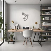 Lazer Kesim Metal Duvar Dekoru Yarım Yüz (Half Face) Metal Duvar Tablosu Soyut thumbnail 1