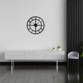 Metal Duvar Saati Türkçe Rakamlı Sessiz Siyah Dekoratif Saat thumbnail 3