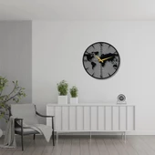 Metal Duvar Saati Dünya Haritalı Rakamsız Sık Daire Dekoratif Saat - 4