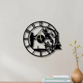 Metal Duvar Saati Gone Fishing Vinil Balıkçı Detaylı Dekoratif Saat - 1