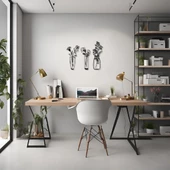 Sanatsal Metal Tablo 3 Çiçek (3 Flower) Metal Duvar Tablosu Doğal thumbnail 1