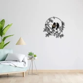 Metal Duvar Saati Kuş - Dal Detaylı Dekoratif Saat - 4